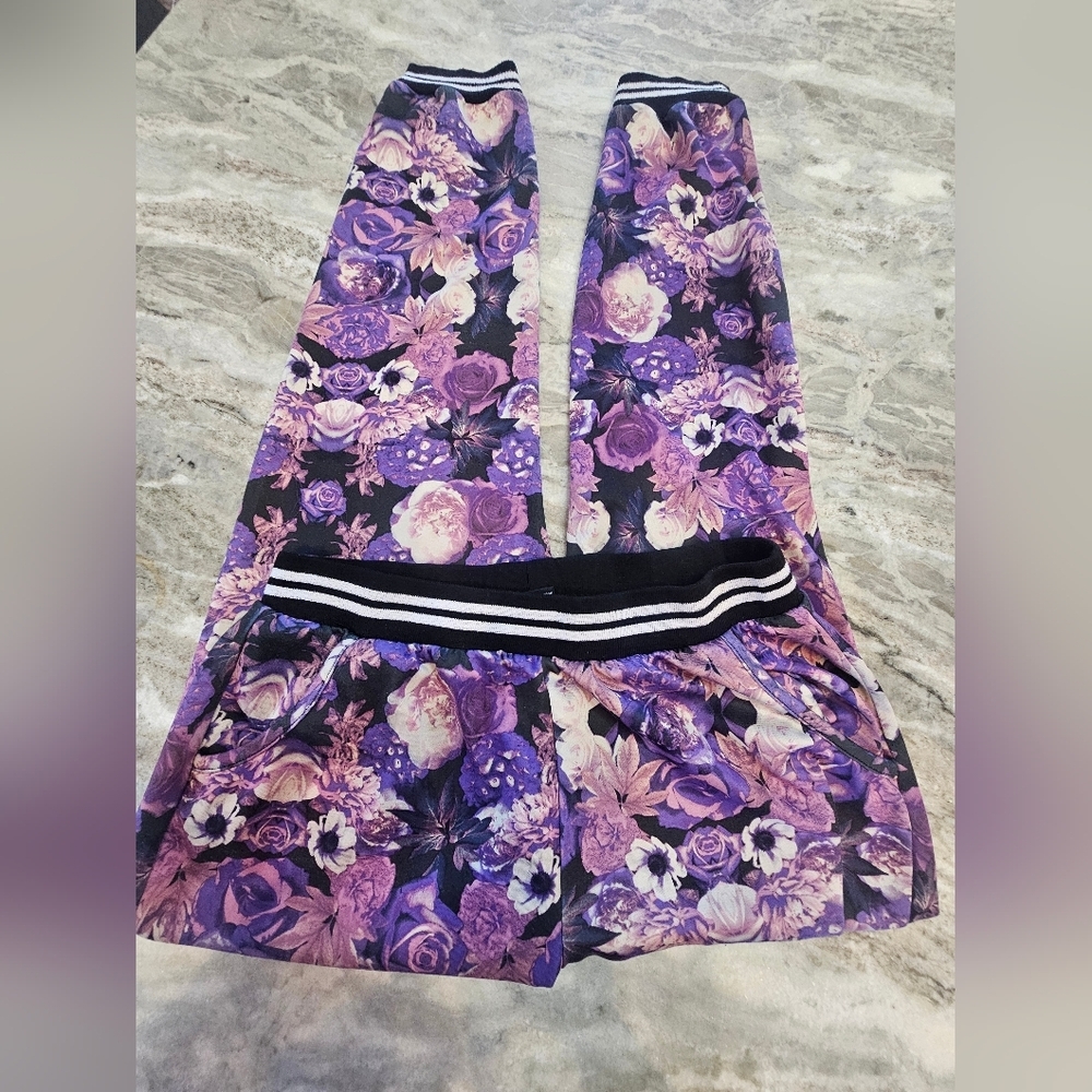 Rue21 Purple Floral Joggers Women’s Large – Soft Stretch Lounge Pants